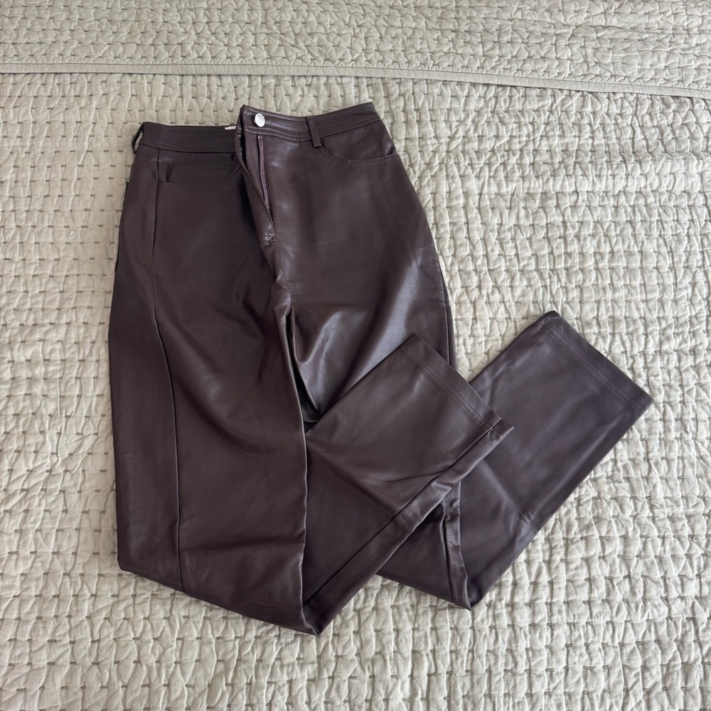 Women’s high waisted Brown Leather Pants